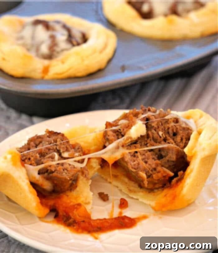 Mini Meatloaf Muffins 5 Muffin tin meatloaf with biscuits and cheese.