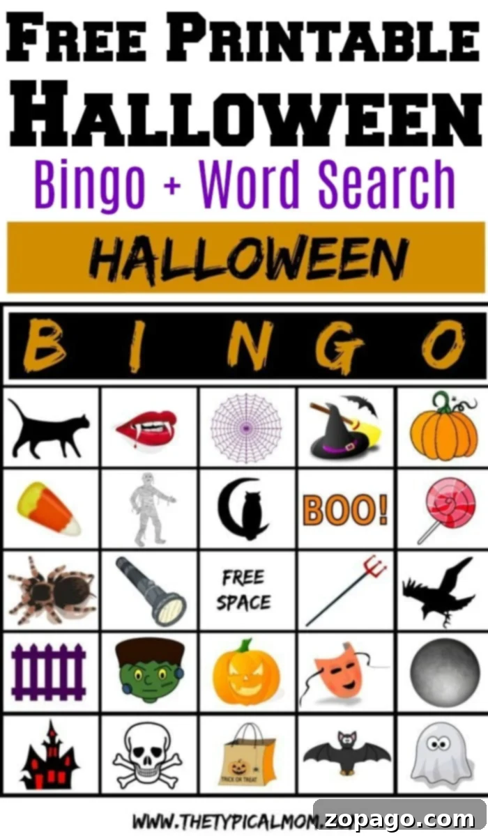 Halloween Bingo printables for kids party games