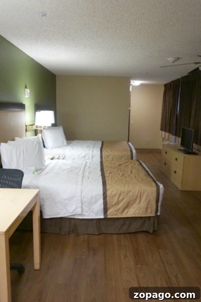 My Honest Extended Stay America Review 2 Spacious Extended Stay America hotel room with two beds