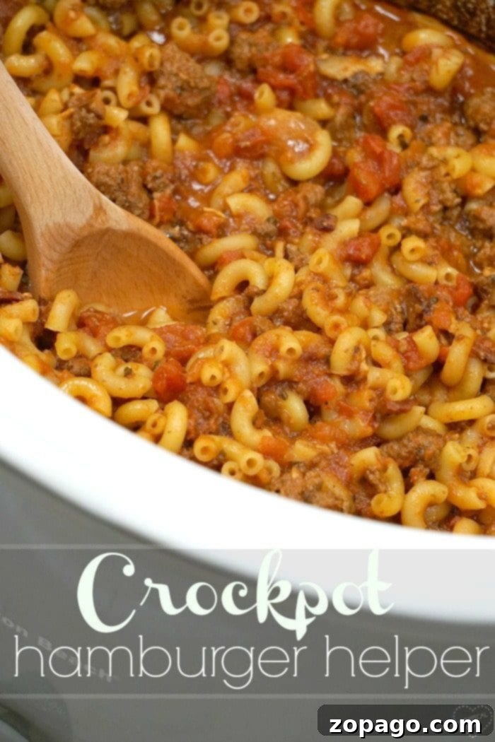 Crockpot hamburger recipes that are easy to make!! From soups to stuffed cabbage, lasagna and more you're sure to find a favorite one! #crockpot #slowcooker #hamburger #recipes Crockpot hamburger helper recipe, a family-favorite slow cooker meal.