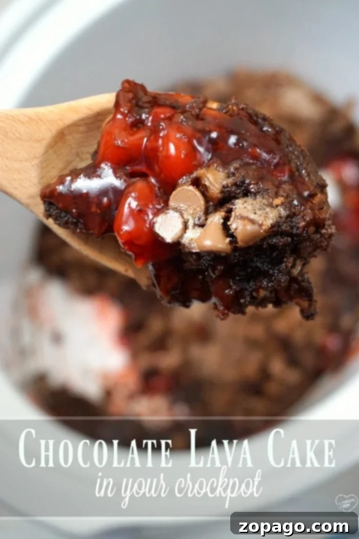 Delicious Crockpot Lava Cake with Cherries - the ultimate easy slow cooker dessert! crockpot lava cake