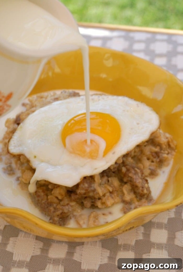 Savory Oats with Egg 7 savory oatmeal, a close up of the finished dish