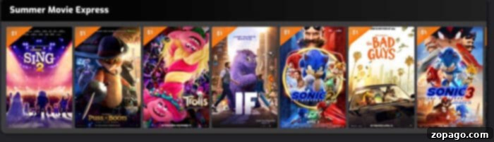 Regal Summer Cinema 3 Movie posters for Sing 2, Puss in Boots, Trolls, Monsters Inc., Sonic 2, The Bad Guys, and Sonic 3—perfect for fans of the Regal Edwards Summer Movies lineup.