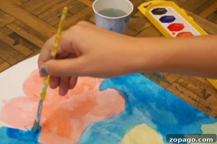 Inspire young artists with this delightful watercolor painting idea for preschoolers, combining dried glue for textured art. A perfect easy craft for kids. #watercolor #preschool #art #crafts #kids Watercolor Painting Idea for Preschoolers