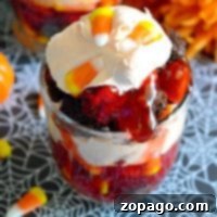 Halloween Trifle with Cherry and Brownies