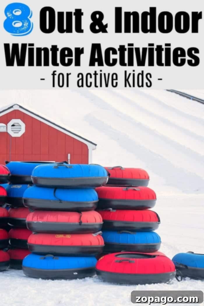 Winter activities for kids! Fun and many are free. #winter #activitiesforkids Kids playing in snow, representing fun winter activities