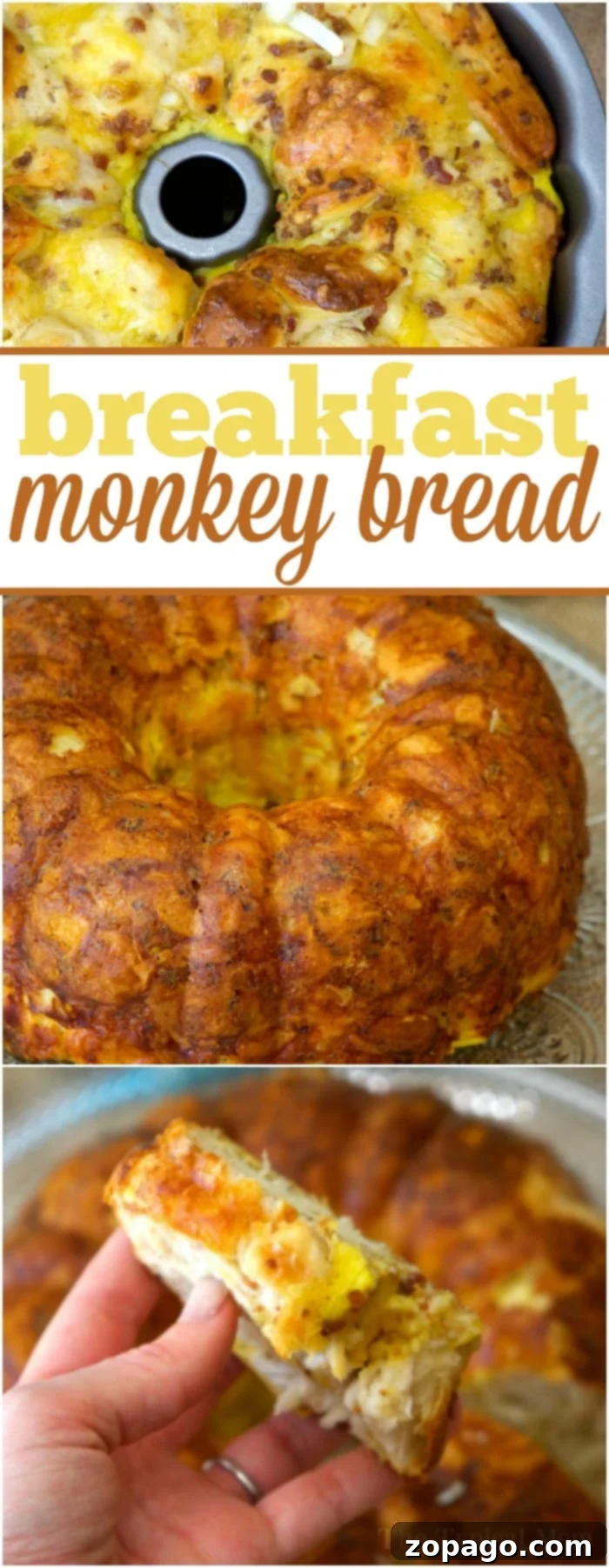 This easy Breakfast Bundt Cake is ideal for holiday gatherings or family brunches. A beautifully baked Bacon, Egg, and Cheese Breakfast Bundt Cake with a golden crust, presented on a wooden board for serving.