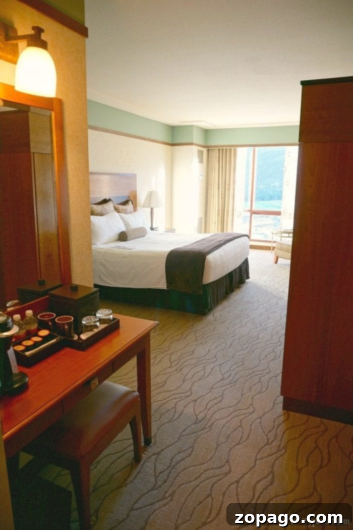Pechanga Luxury Hotel Rooms: Comfort and Style Spacious and comfortable hotel room at Pechanga Resort Casino, featuring a luxurious bed and modern amenities