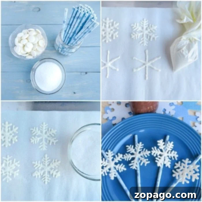 Elevate Your Hot Chocolate with DIY Snowflake Stirrers 3 Frozen party food ideas featuring chocolate snowflake stirrers, a perfect treat for kids and themed celebrations.
