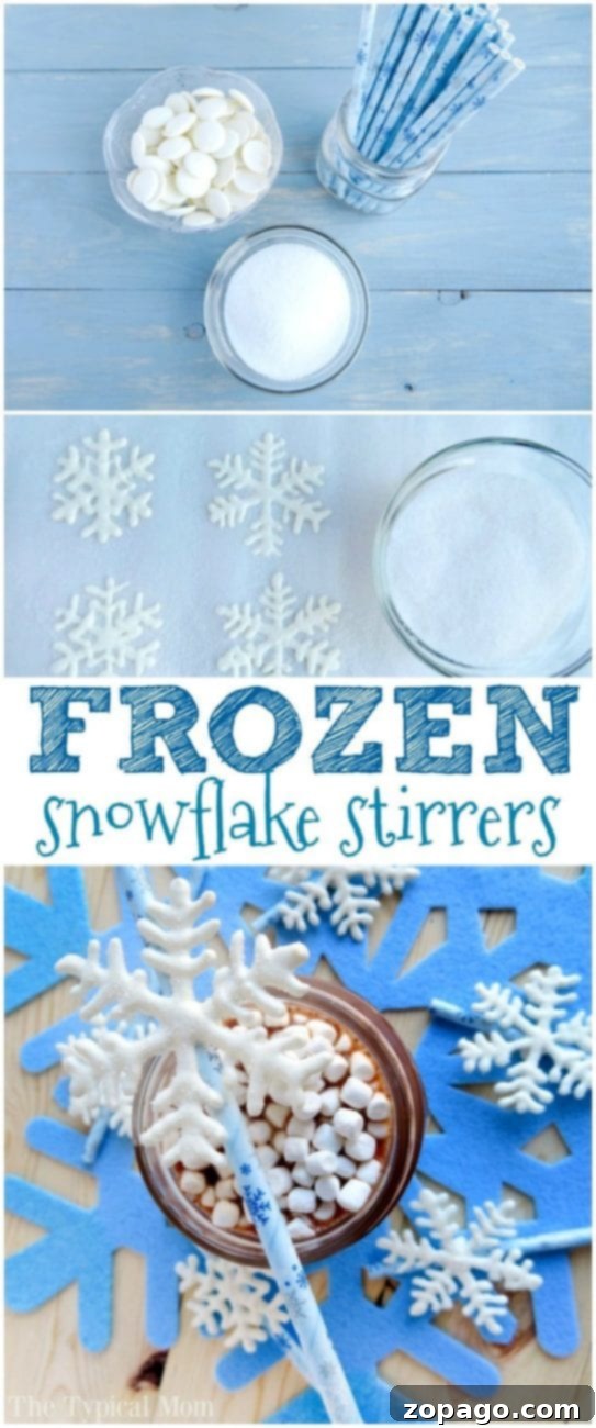 Whip Up Snowflake Hot Chocolate Stirrers 4 Chocolate snowflake stirrers perfect for a FROZEN birthday party or hot chocolate stirrers for Christmas. These are so fun to make!