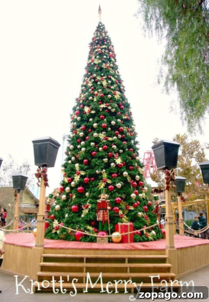 Knott's Berry Farm adorned with beautiful Christmas decorations and snow in Ghost Town