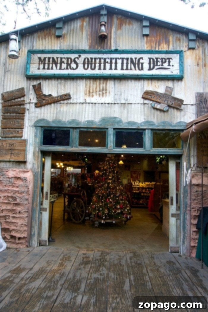 A Berry Merry Christmas at Knott's Berry Farm 3 The charming street view of Calico Ghost Town, decorated for the Christmas season.