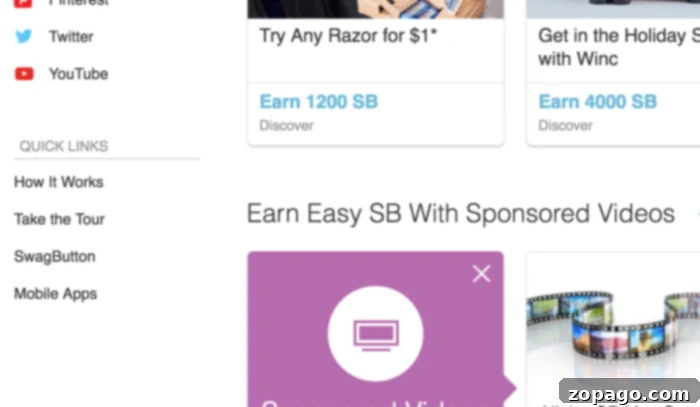 Discover multiple ways to earn Swagbucks points daily. Swagbucks dashboard displaying various earning opportunities and point balance