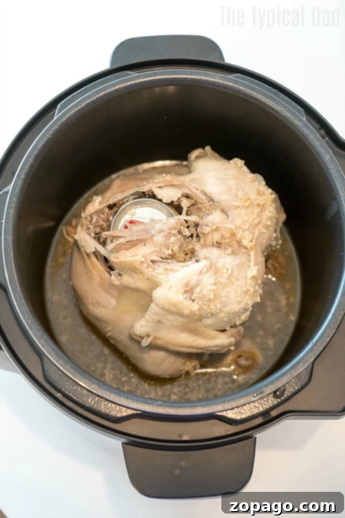 pressure cooker beer can chicken ready to serve