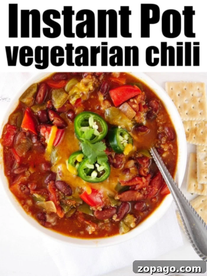 Speedy Instant Pot Chili 8 A vibrant bowl of 5-ingredient Instant Pot chili, garnished with fresh herbs, showcasing its simplicity and appeal.