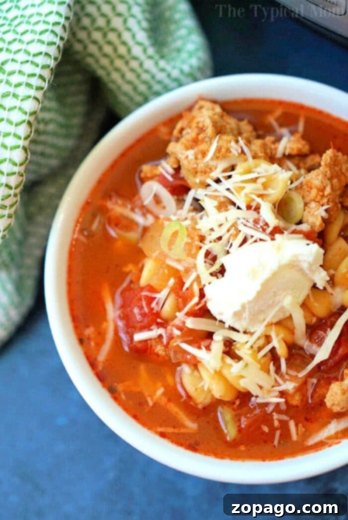 Effortless Instant Pot Lasagna Soup 2 Lazy Instant Pot lasagna soup, a comforting bowl of pasta and rich sauce.