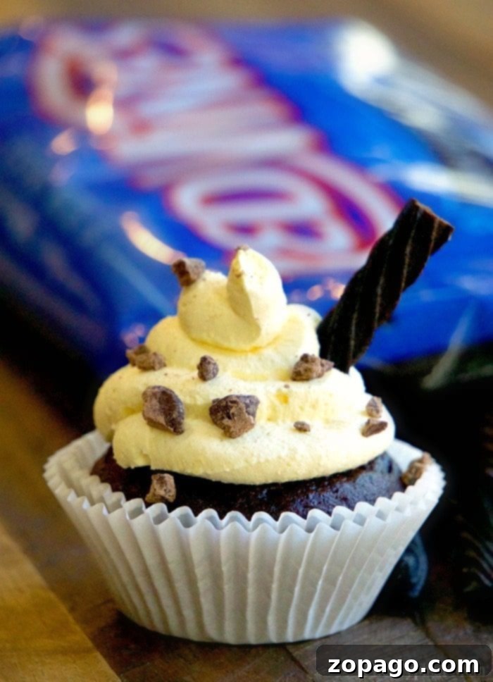 Baileys and Cream Cupcakes: A Luxurious Adult Dessert Experience Exquisite Baileys and Cream Cupcakes with silky frosting, chocolate shavings, and a licorice straw for an adult party treat.