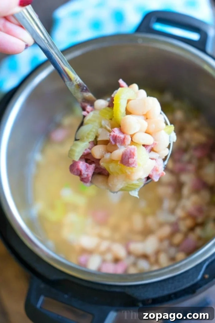Instant Pot cooking times for beans and free printable pressure cooker cooking times for meat and vegetables too. #instantpot #pressurecooker #times #instantpotrecipes #thetypicalmom #beans #printable #freeprintable pressure cooker ham and beans 2