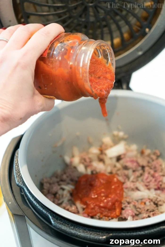 Easy Instant Pot Spaghetti 7 How to make pressure cooker spaghetti with the dump-and-go method.