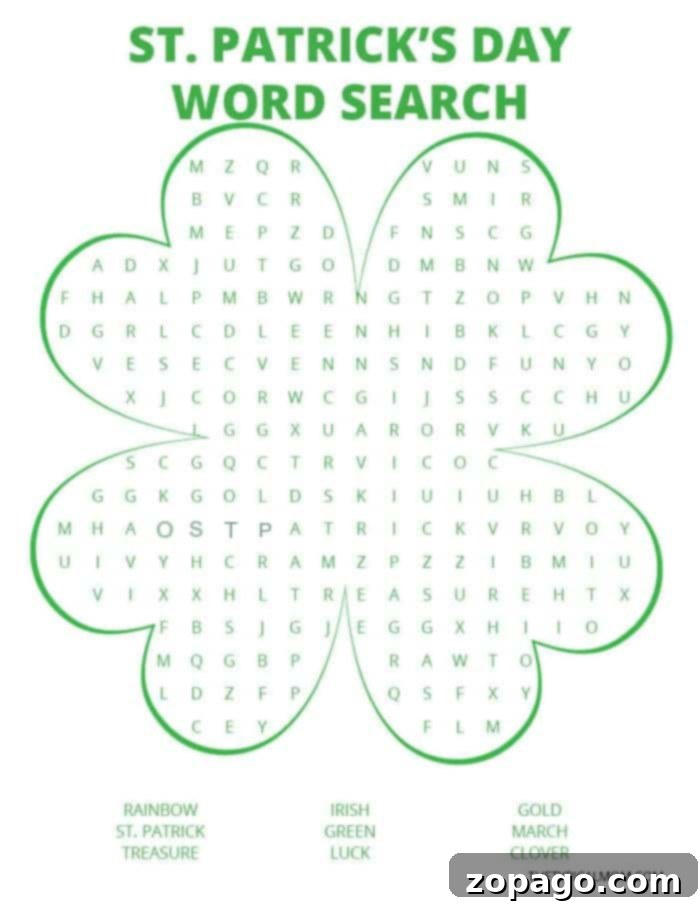 Discover our free St. Patrick's Day word search printable and a wealth of other free holiday printables for kids. Ideal for classroom activities or family fun at home, this puzzle is suitable for all ages, from preschoolers to older students. #stpatricksday #wordsearch #free #freeprintable #game #printable #games St. Patrick's Day Word Search - Free Printable for Kids