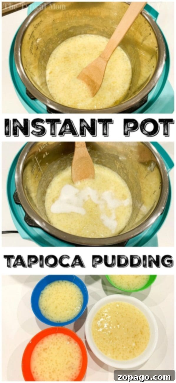 Instant Pot tapioca pudding recipe: quick and easy pressure cooker dessert. #instantpot #pressurecooker #tapiocapudding #tapioca #pudding #dessert #instantpotrecipes Another view of the delicious Instant Pot tapioca pudding, garnished for serving.