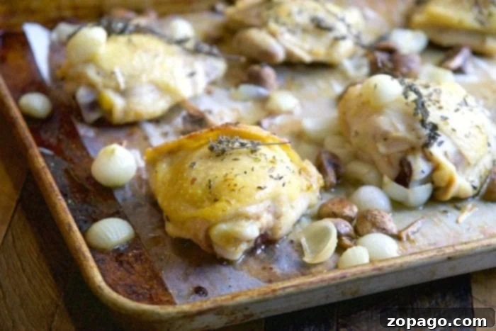 Best oven baked chicken thighs I've ever made. So easy to do and such a simple sheet pan chicken recipe that even my kids liked! #sheetpanchicken #sheetpan #chickenthighs #baked #keto #ketorecipes #lowcarb Easy Sheet Pan Chicken Thigh Recipe with Mixed Vegetables