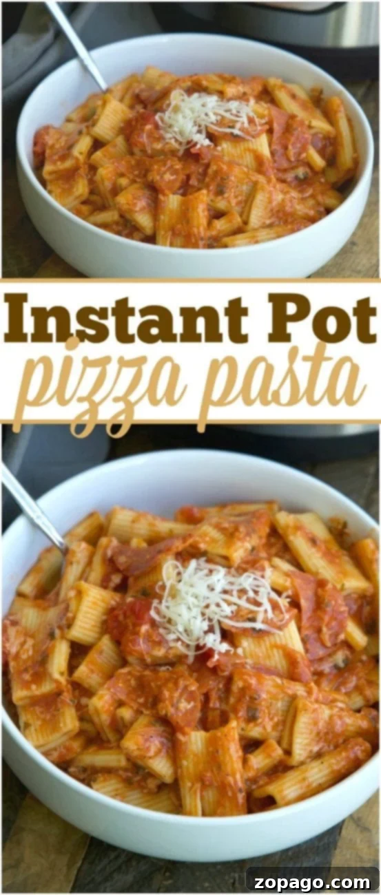 Instant Pot Pizza Pasta Perfection 4 A full Instant Pot pizza pasta spread, showcasing the easy-to-make, cheesy pasta dish, perfect for family meals.