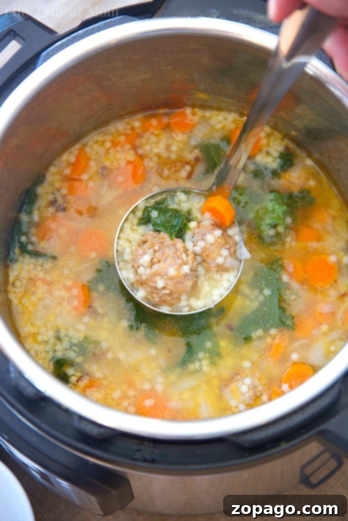 Best Instant Pot soup recipes are here for you to choose from! Get our your pressure cooker this winter and try something new for dinner. Creamy and healthy options all made in less than 30 minutes and sure to please everyone in your family, even your kids. #instantpot #pressurecooker #soups #soup #instantpotrecipes #thetypicalmom #healthy Instant Pot Italian wedding soup