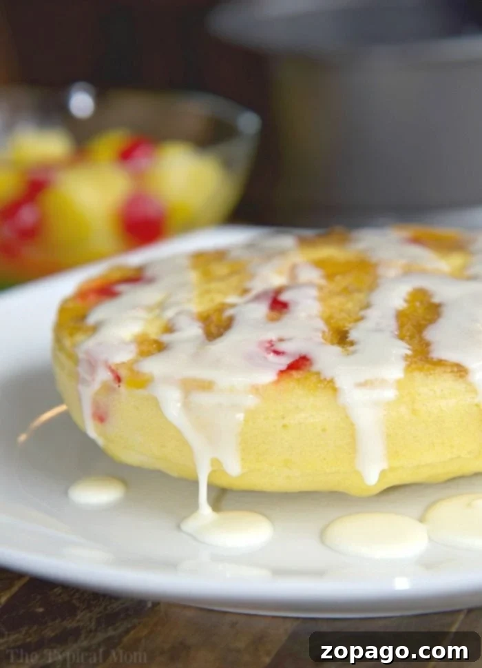 Easy Instant Pot pineapple upside down cake that turns out so moist! Easy pressure cooker dessert recipe that's fun to make with the kids too! #instantpotrecipes #thetypicalmom #cake #pineappleupsidedowncake #pressurecooker #pineapple #dessert Pressure cooker pineapple upside down cake in a springform pan before cooking.