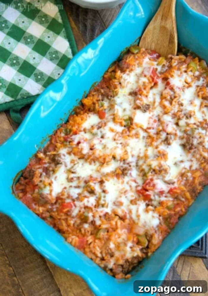 Loaded Cheesy Pepper Bake 6 Inside out stuffed pepper casserole with melted cheese