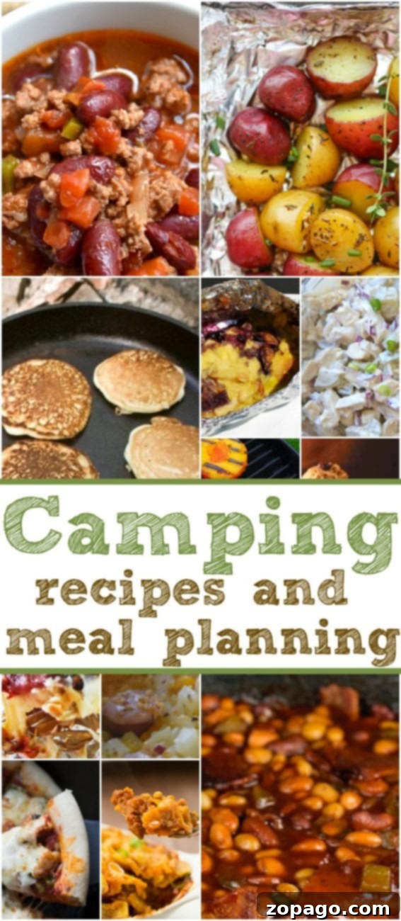 Here are lots of easy camping recipes and a free meal planning printable to help you plan what you're going to eat while you're camping! Lots of easy meals to choose from and so helpful when you're using just a campfire to cook. 7 days of kid friendly campfire meals are here to make your camping trip easier and fun! #camping #meals #mealplan #recipes #printable #campfire #dinner food to take camping