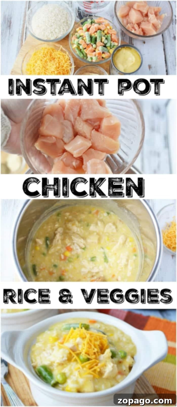 A creamy and hearty Instant Pot chicken and rice casserole, packed with vegetables, makes for an effortless and beloved family dinner. Pressure Cooker Chicken and Rice 5