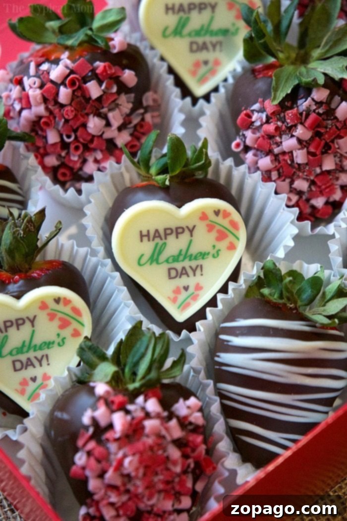 Moms love edible Mother's Day gifts because they're delicious and come from the heart! Here are a few chocolate treat ideas she is sure to love. Delightful Edible Mother's Day Gifts: Chocolate Dipped Strawberries