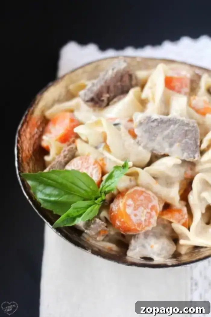 Delicious and easy Instant Pot beef stroganoff recipe for dinner Instant Pot beef stroganoff with stew meat, ready to serve