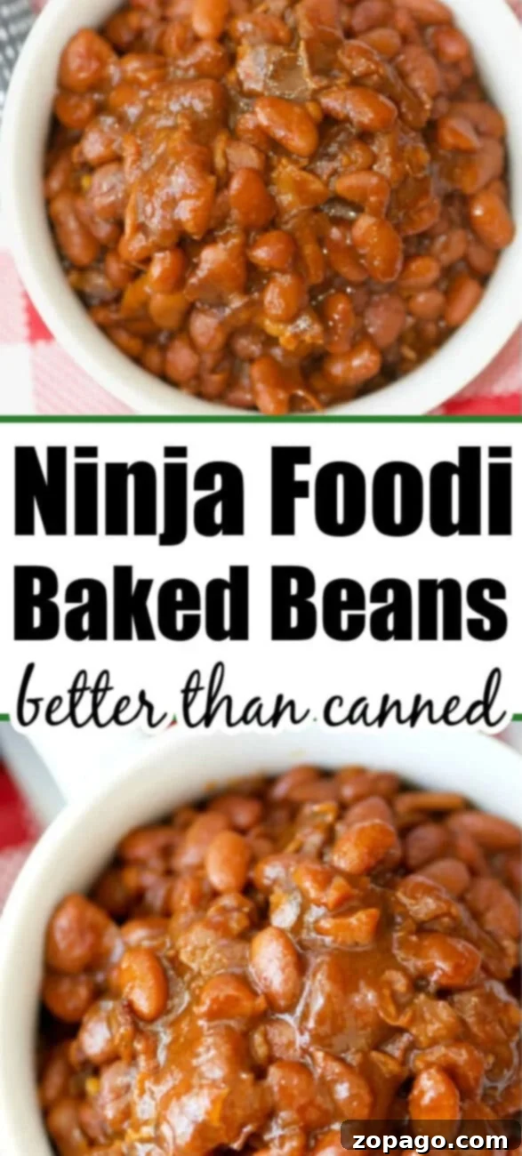 Quick-Cook Instant Pot Baked Beans 5 Ninja Foodi baked beans, perfectly cooked and ready to serve.