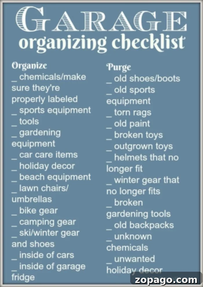 Transform your garage with these organized cleaning and decluttering tips! Efficient garage organization tips and printable checklist for a tidy space