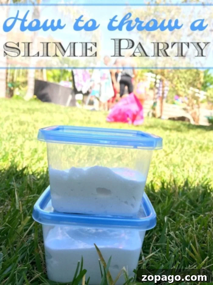 Host an unforgettable slime birthday party with these creative ideas for kids of all ages. Make it a memorable day filled with sensory play and fun activities! #slimebirthdayparty #slime #birthdayparty #party #birthday #boy #girl #games #activities Kids laughing and playing with colorful slime at an outdoor slime birthday party