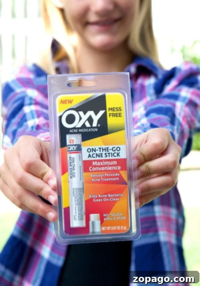 OXY On-The-Go Acne Stick: Your Travel-Friendly Acne Solution OXY On-The-Go Acne Stick for convenient acne treatment on vacation