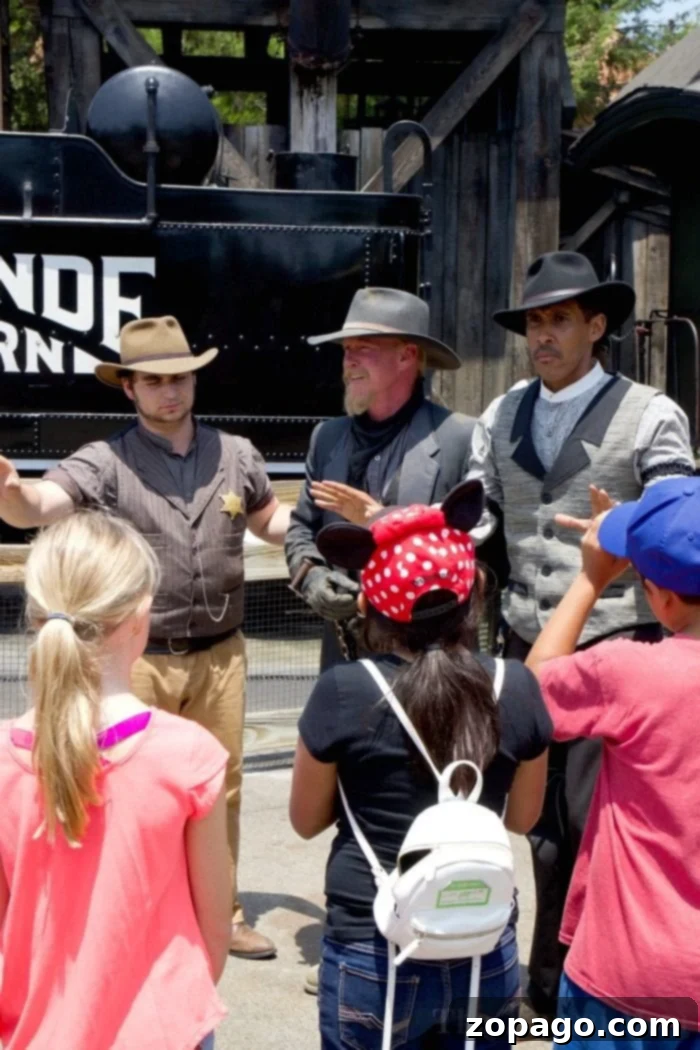 Knott's Berry Farm Ghost Town Alive is the newest live adventure you can experience right now! Take yourself back to the Wild Old West in California today. A family interacting with Ghost Town Alive characters at Knott's Berry Farm