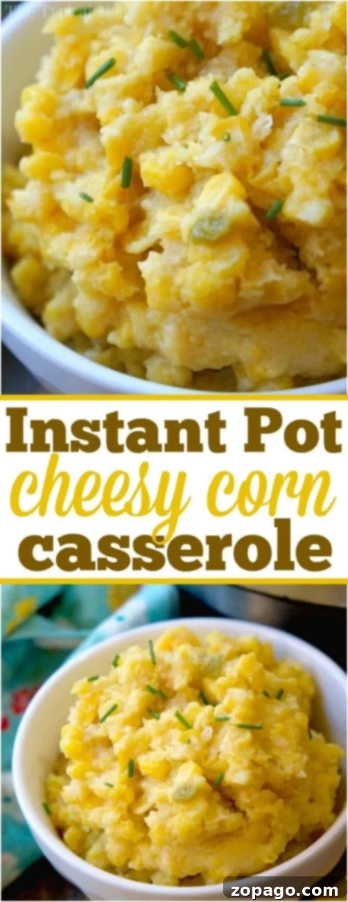 Creamy Instant Pot Corn Casserole 4 A close-up view of the Instant Pot corn casserole, showcasing its incredibly creamy, moist texture and rich, golden-brown top, ready to be served as a comforting side.