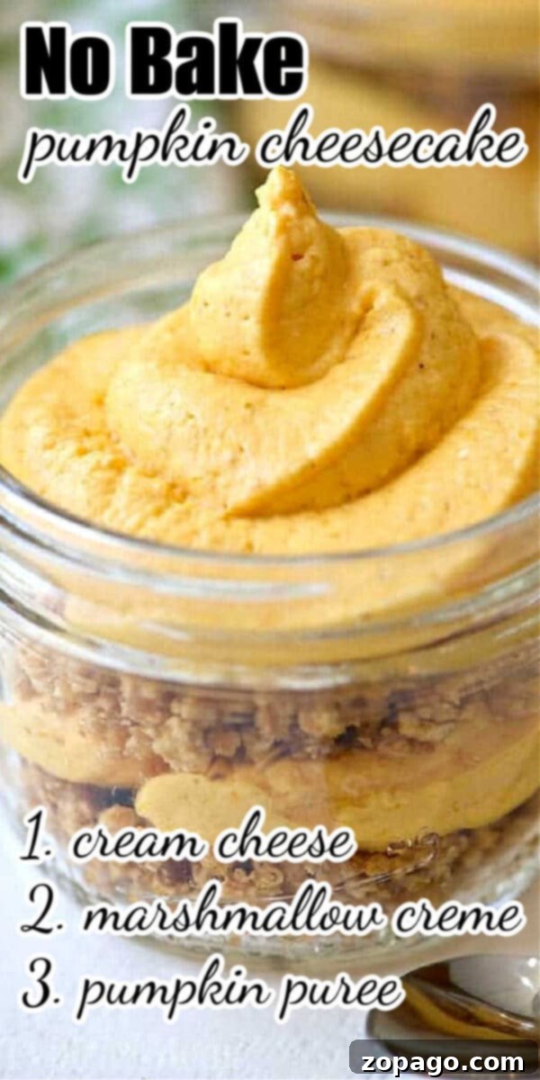 Effortless Autumn Pumpkin Cheesecake 3 Multiple jars of No Bake Pumpkin Cheesecake, elegantly layered with spiced pumpkin filling and crunchy crust, ready to be served at a festive gathering.
