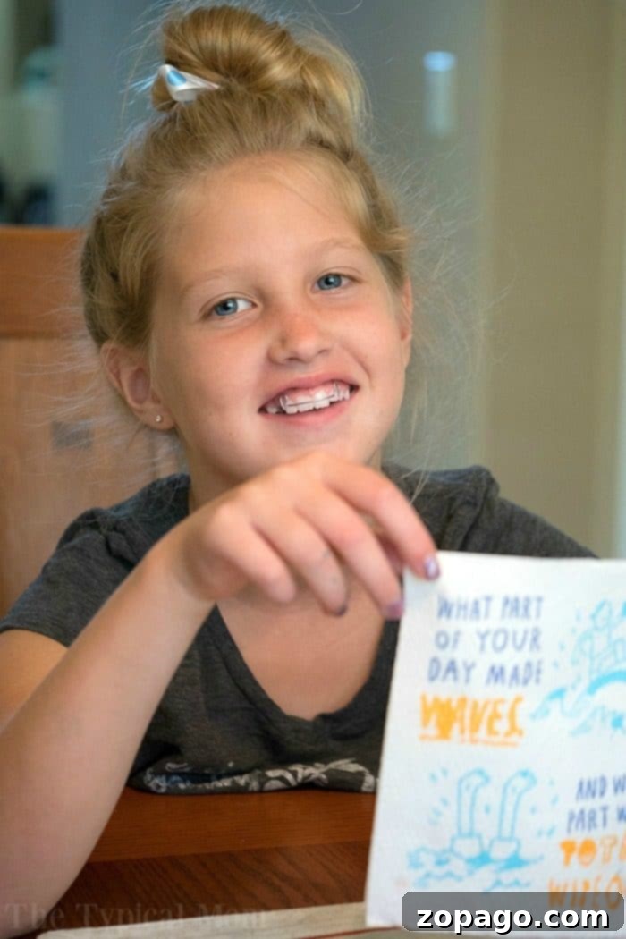 How we're connecting at dinnertime with Instant Pot chicken parmesan casserole and engaging conversation starters. Conversation starter napkin with a fun question, promoting family engagement at dinner.