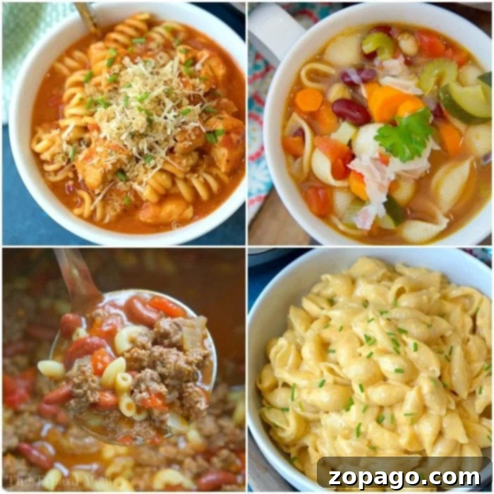 A variety of delicious Instant Pot pasta recipes, beautifully plated for a family meal.
