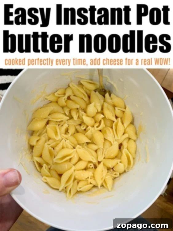 Close-up of golden Instant Pot butter noodles, garnished with fresh parsley.