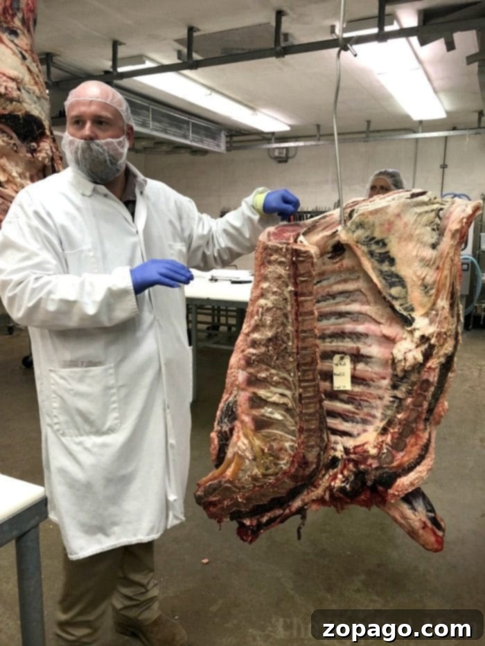 Students learning the art and science of beef processing at West Texas A&M. West Texas A&M Beef Research Center