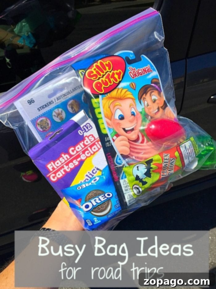 Drive Safely: 8 Road Trip Essentials 3 busy bags for kids road trip