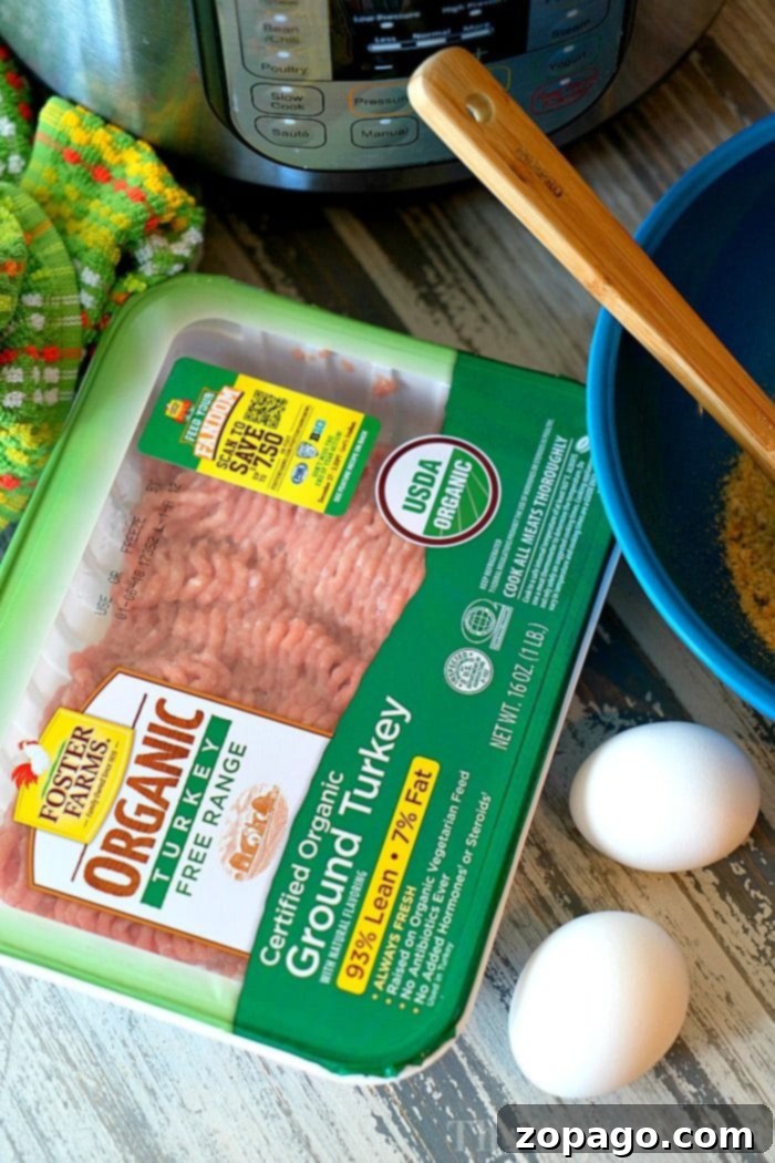 Tender Instant Pot Turkey Meatloaf 3 Raw ground turkey meatloaf mixture in a springform pan, ready for the Instant Pot