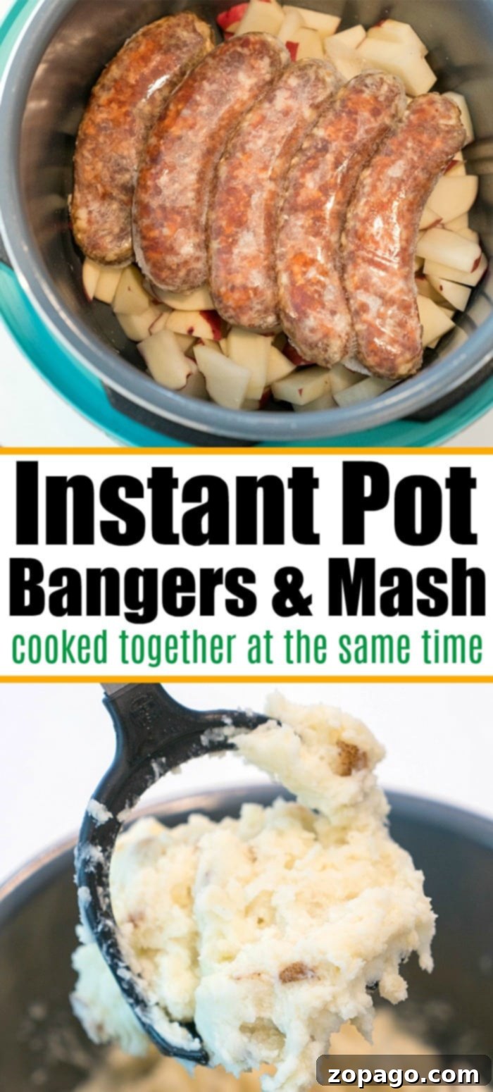 Instant Pot bangers and mash: delicious steamed bratwurst or sausage with beer, perfect for a pressure cooker dinner. #instantpot #pressurecooker #brats #bratwurst #sausage #instantpotrecipes #ninjafoodi #bangersandmash Instant Pot sausage links ready to be served or crisped.