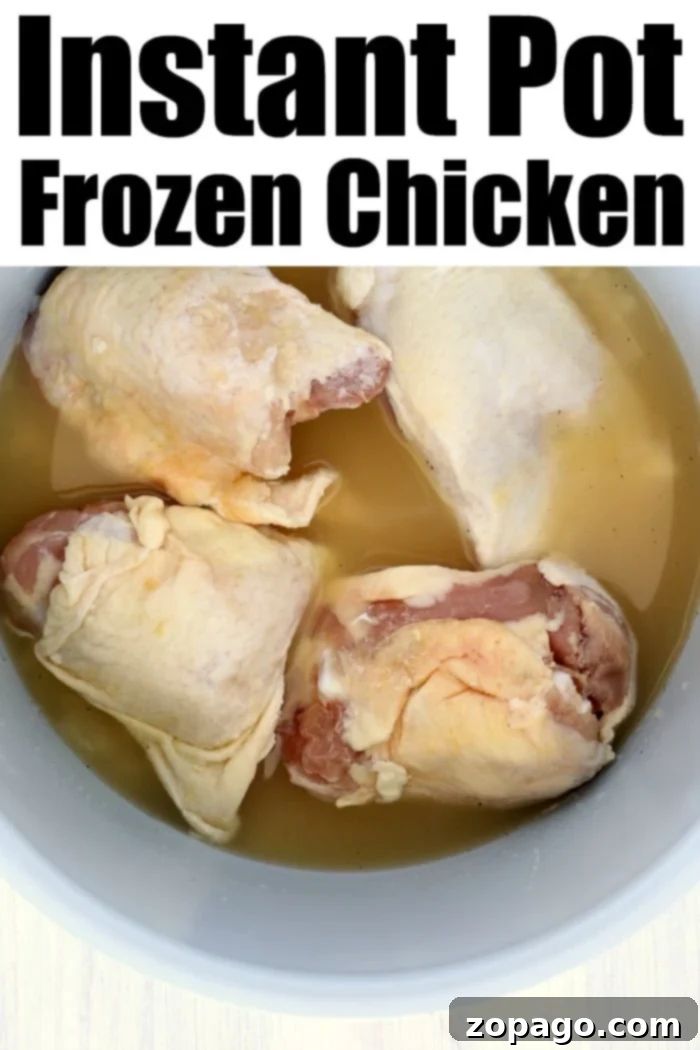 No Thawing Needed: Instant Pot Frozen Chicken 3 Instant Pot frozen chicken, showcasing perfectly cooked and juicy chicken pieces ready for serving.