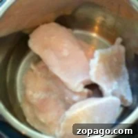 Frozen chicken breasts in the Instant Pot are ready for cooking perfection.